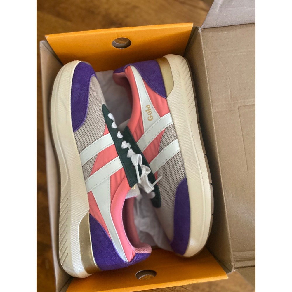 Gola Raven CLB516 Retro Sneakers Suede Wheat Coral Pink Royal Purple US 9 Box - Picture 11 of 15